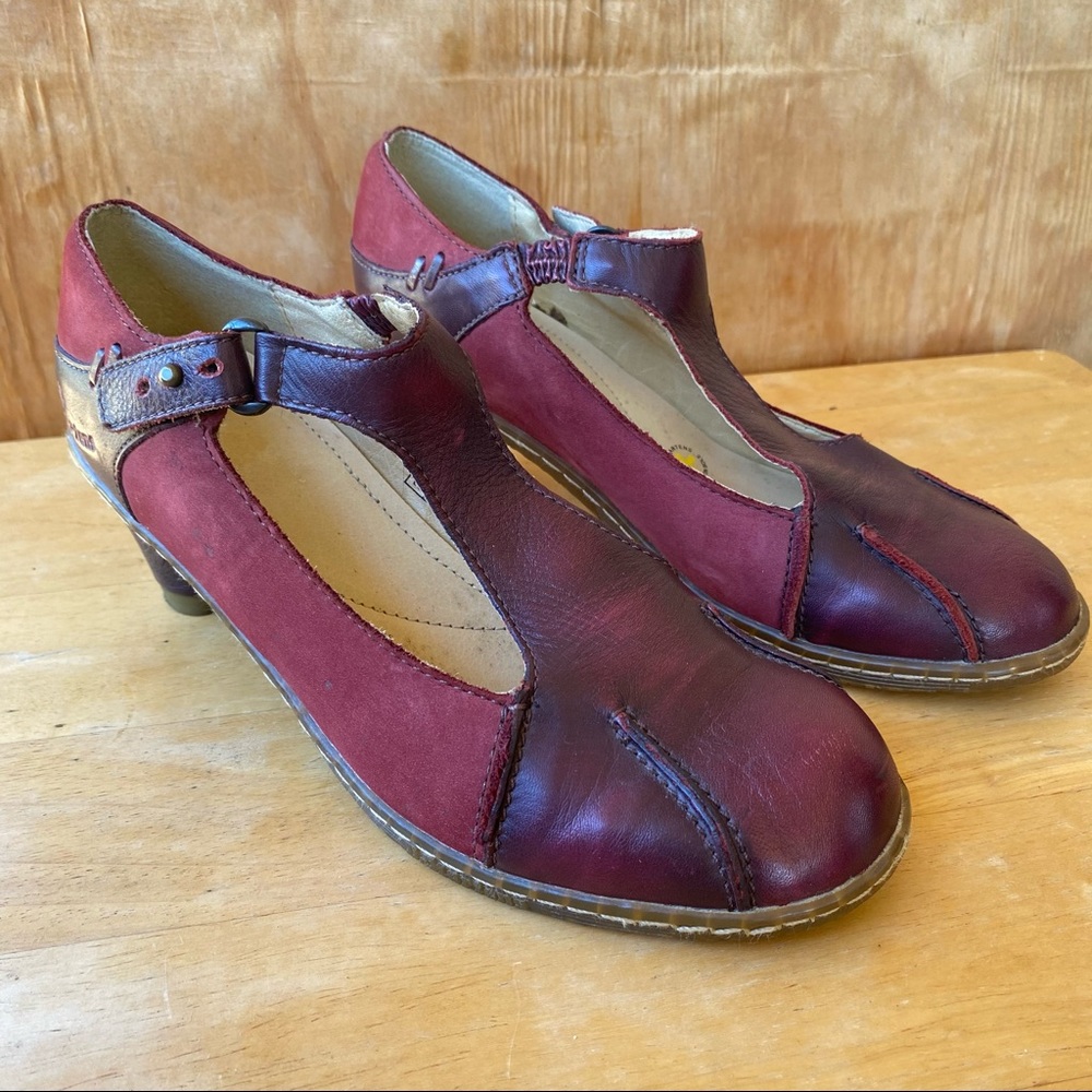 Dr. Martens Burgundy and Wine T-Strap Heels